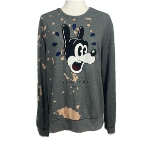 Vie + Riche Fits As Large Bleached Dog Shirt Sweater Pullover Crewneck Gray